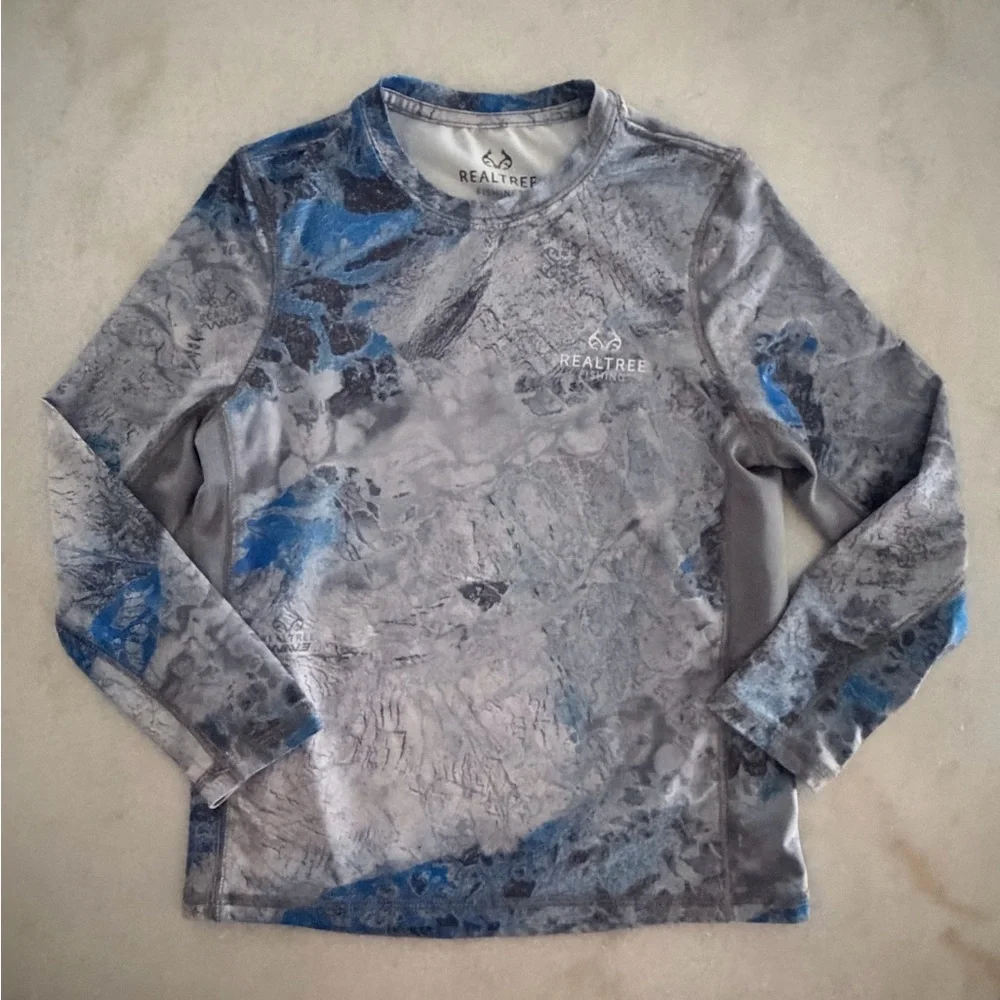 Realtree Kids Long Sleeve Fishing Swim Casual Drifit Rashguard Boys Medium
